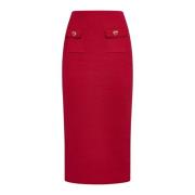 Rode Hartgeknoopte Midi Rok Self Portrait , Red , Dames