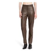 Leren Broek met Vijf Zakken TotêMe , Brown , Dames