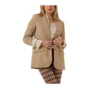 Bruine Melange Damesblazer Summum Woman , Brown , Dames