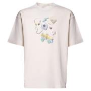 Witte Katoenen T-shirt met Print op de Voorkant Drole de Monsieur , Wh...