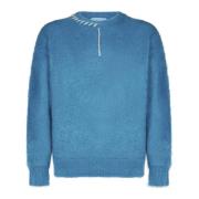 Blauwe Crew Neck Mohair Sweater Bonsai , Blue , Heren