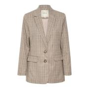 Ancient Scroll Check Blazer Jas Cream , Beige , Dames