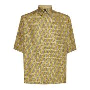 Zijden FF Labyrint Print Shirt Fendi , Yellow , Heren