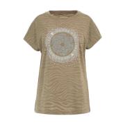 Vloeibaar Logo Strass T-shirt Guess , Green , Dames