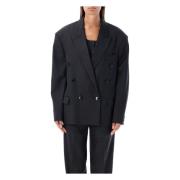 Geruite Wollen Blazer Jas Isabel Marant , Black , Dames