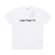 Script Tee Wit/Zwart Korte Mouw T-shirt Carhartt Wip , White , Heren