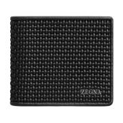 Zwarte geweven leren portemonnees Ermenegildo Zegna , Black , Heren