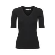 Aansluitend T-Shirt met 3/4 Mouw InWear , Black , Dames