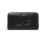 Zwarte leren portemonnee met ritssluiting Dolce & Gabbana , Black , Da...