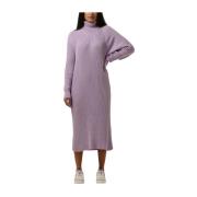 Lila Gebreide Midi Rollneck Jurk Y.a.s , Purple , Dames