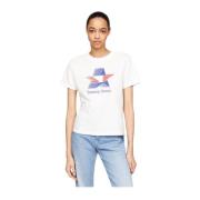 Ster T-shirt 100% Katoen Tommy Jeans , White , Dames