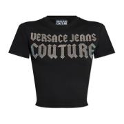 T-shirt met logo Versace Jeans Couture , Black , Dames