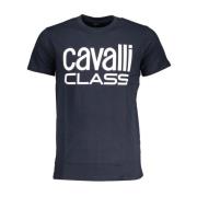 Blauw Bedrukt Crew Neck T-Shirt Cavalli Class , Blue , Heren