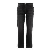 Curvy Zwarte Denim Slim Fit Broek Patrizia Pepe , Black , Dames