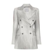 Distressed Effect Double-Breasted Jacket Ermanno Scervino , Gray , Dam...