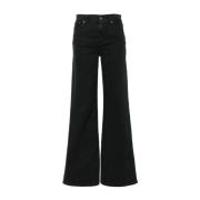 Zwarte Wide Leg Denim Jeans Dondup , Black , Dames