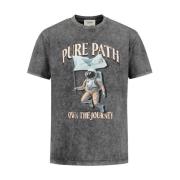 Crewneck Oversized Fit T-shirt Pure Path , Gray , Heren