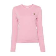 Roze Fleece Sweater met Fox Head Patch Maison Kitsuné , Pink , Dames