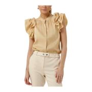 Glanzende Beige Blouse Gezana Vis Aaiko , Beige , Dames