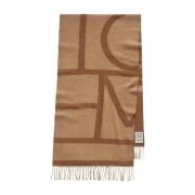 Monogram Jacquard Wollen Sjaal TotêMe , Brown , Dames