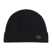 Zwarte Beanie Hoeden Valentino Garavani , Black , Heren