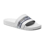 Platte PVC Logo Sandalen - Wit Emporio Armani , White , Heren