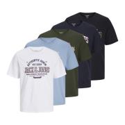 Logo T-shirt 5-pack Jack & Jones , Multicolor , Heren