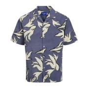 Bloemen Jacquard korte mouwen overhemd Jack & Jones , Blue , Heren