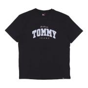 Zwarte Varsity Tee Korte Mouw T-shirt Tommy Hilfiger , Black , Heren