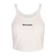 Witte Tanktop met Logo Palm Angels , White , Dames