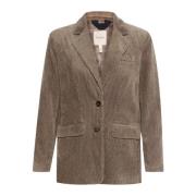 Klassieke Walnoot Blazer met V-Hals Part Two , Brown , Dames