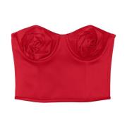 Rode Satijnen Balconette Top met Faux-Rose Details Marc Jacobs , Red ,...