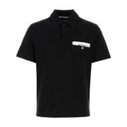 Zwarte Piquet Polo Shirt Palm Angels , Black , Heren