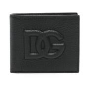 Logo Billfold Portemonnee Zwart Leer Dolce & Gabbana , Black , Heren