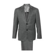 Grijs Pinstripe Wollen Pak Set Corneliani , Gray , Heren