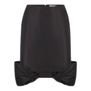 Zwarte Taffeta Bow Peplum Midi Rok Nina Ricci , Black , Dames