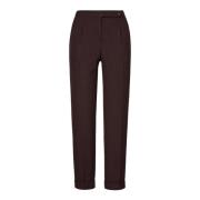 Wollen Broek met Dubbele Plooien Massimo Alba , Brown , Dames