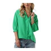 Groene Violet Blouse Elegant Trendy Look Pom Amsterdam , Green , Dames