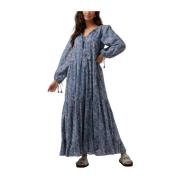 Zena Long Dress Vrouwen Maxi Antik Batik , Multicolor , Dames