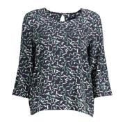 Blauwe Viscose Shirt Wijde Halslijn 3/4 Mouwen Gant , Multicolor , Dam...