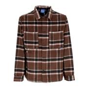 Bruine Wol Lange Mouw Knoopshirt Usual , Brown , Heren