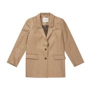 Pinstripe Blazer met Klepzakken Munthe , Brown , Dames