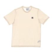 Witte Heren T-shirt met Logo Borduursel Adidas , Beige , Unisex