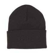 Zwarte Beanie Hoed met Manchet Element , Black , Heren