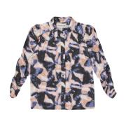 Blauwe Gerimpelde Top met Print Munthe , Multicolor , Dames