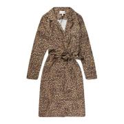 Wikkeljurk met Print en Strik Taille Munthe , Brown , Dames