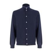 Italiaanse Slim Fit Geknoopte Jumper Fedeli , Blue , Heren