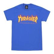 Flame Tee Heren T-shirt Blauw/Geel Thrasher , Blue , Heren