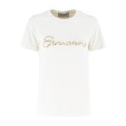 Pailletten versierd katoenen T-shirt Ermanno Scervino , White , Dames