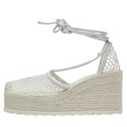 Pre-owned Leather espadrilles Bottega Veneta Vintage , White , Dames